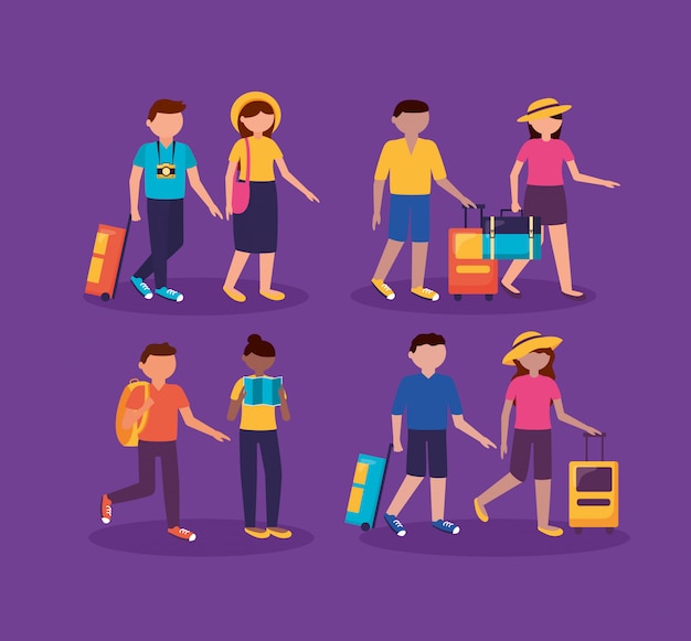 People and travel in flat style