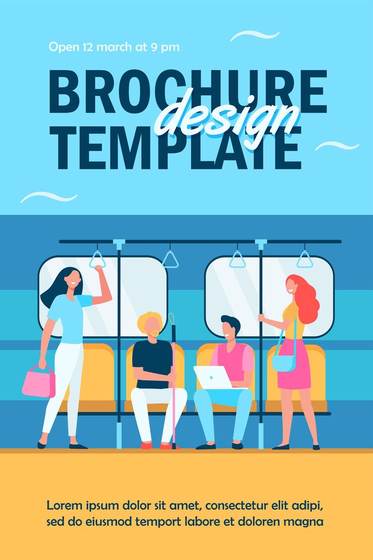 Free Vector people traveling by subway or underground flyer template