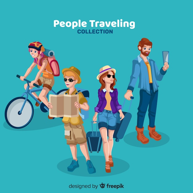 Люди, путешествующие коллекция