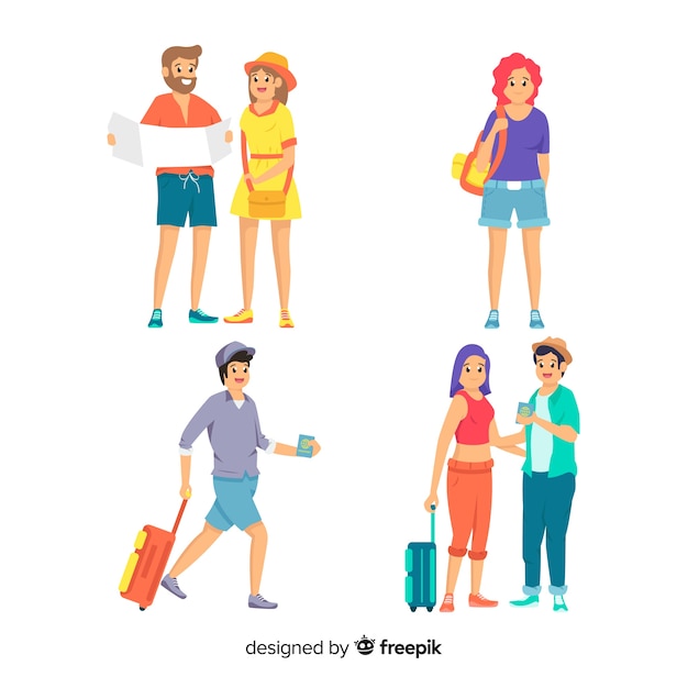 Free vector people traveling collection