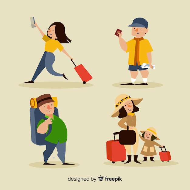 People traveling in different positions  collection