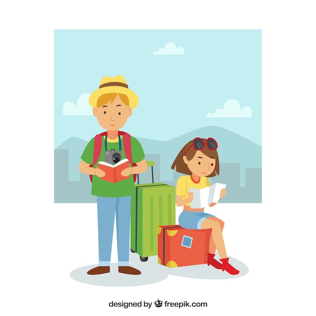 Free vector people traveling in flat style