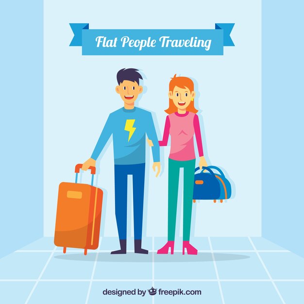 People traveling in flat style