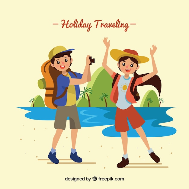 Free vector people traveling in flat style