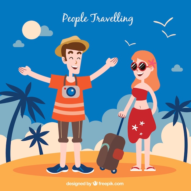 Free vector people traveling in flat style