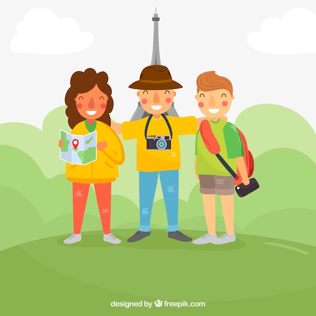 Free vector people traveling in hand drawn style