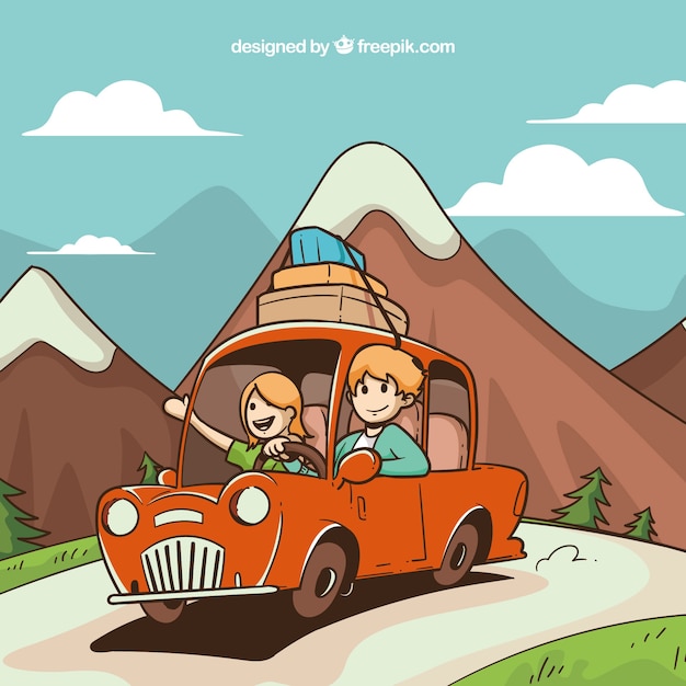 Free vector people traveling in hand drawn style