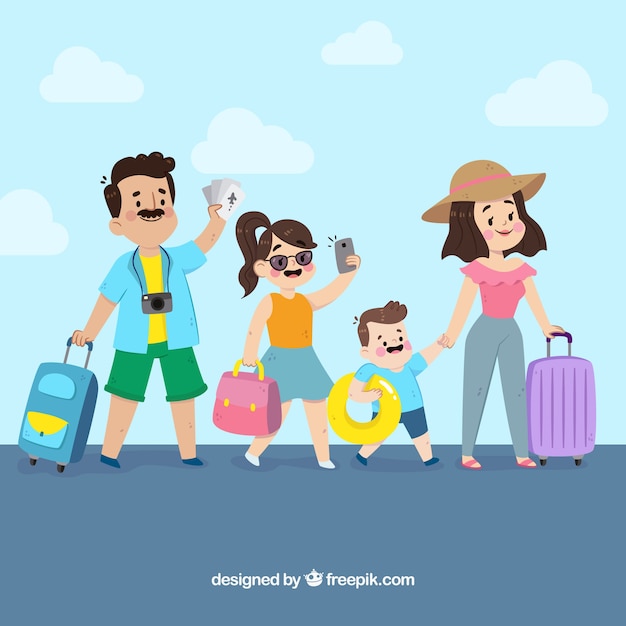 Free vector people traveling in hand drawn style