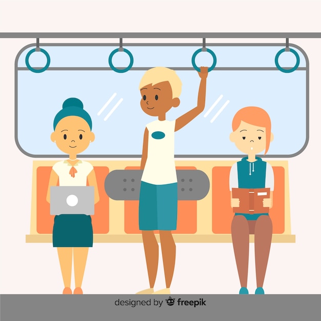 Free vector people traveling on the subway