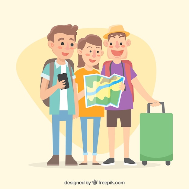 People travelling background in flat style