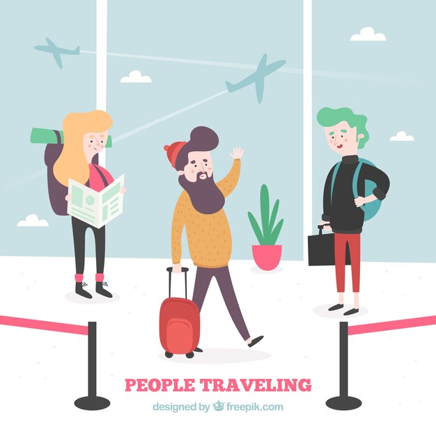 People travelling background in flat style