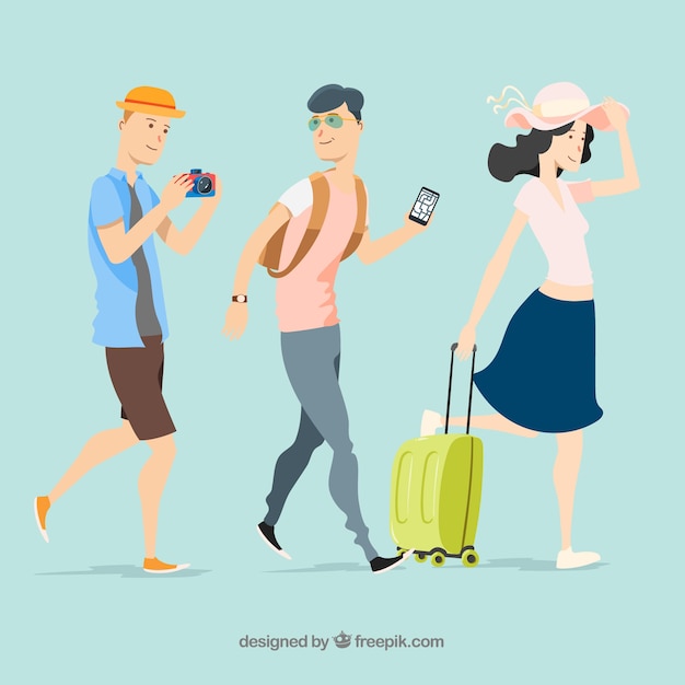 People travelling background in flat style