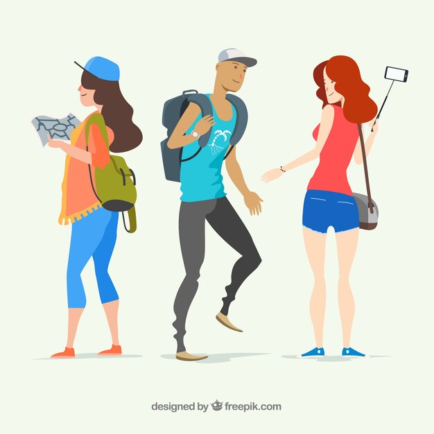 People travelling background in flat style