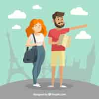 Free vector people travelling background in hand drawn style