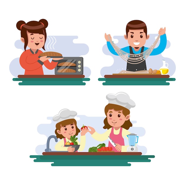 Free vector people trying out new recipes