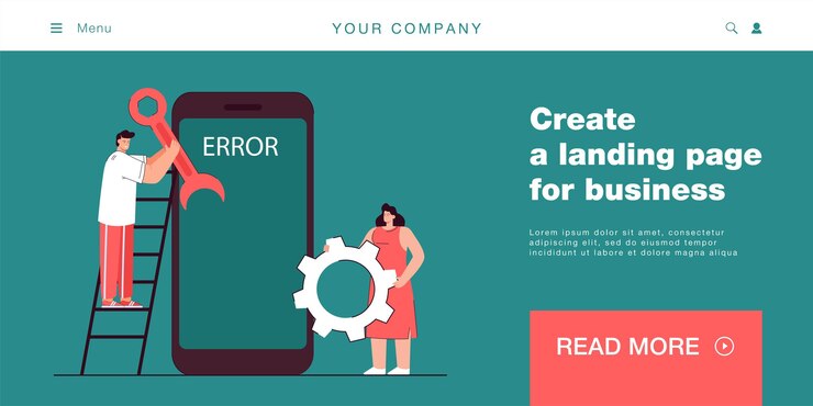 Free Vector people trying repairing smartphone showing error notice. flat vector illustration banner. man and woman fixing cellphone malfunction breaking. virus spam, scam concept, technology.