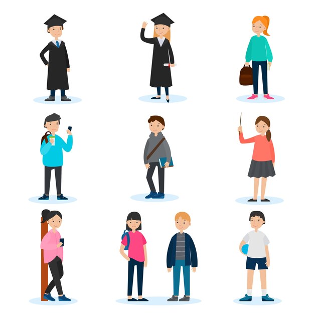 Free vector people in university set