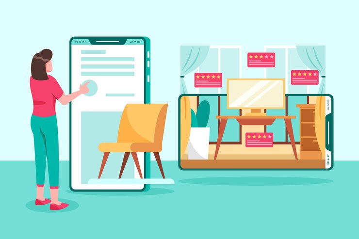Free Vector people using augmented reality on smartphones