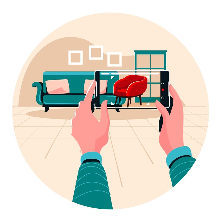 Free Vector people using aumented reality on smartphones