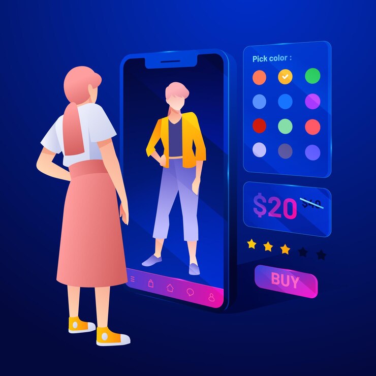 Free Vector people using aumented reality on smartphones