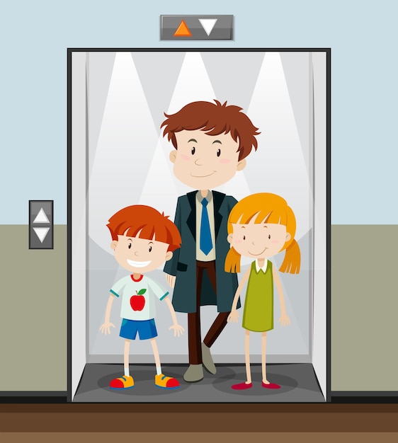 Free vector people using elevator going up