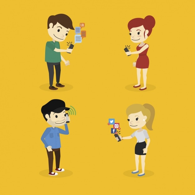 Free vector people using mobile phones