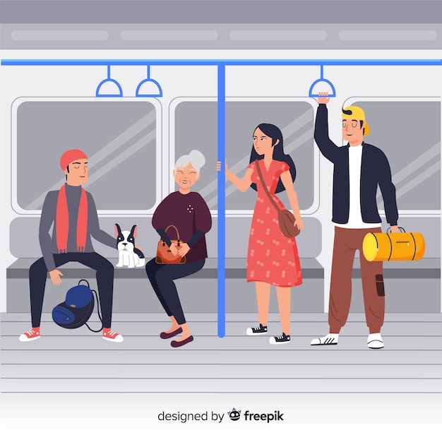 Free vector people using the subway background
