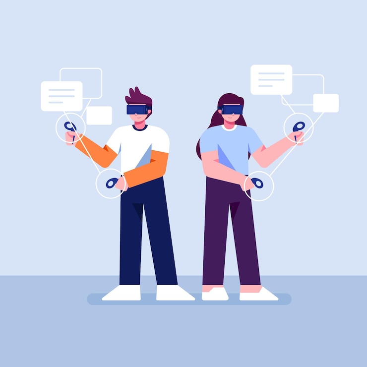 Free Vector people using virtual reality glasses