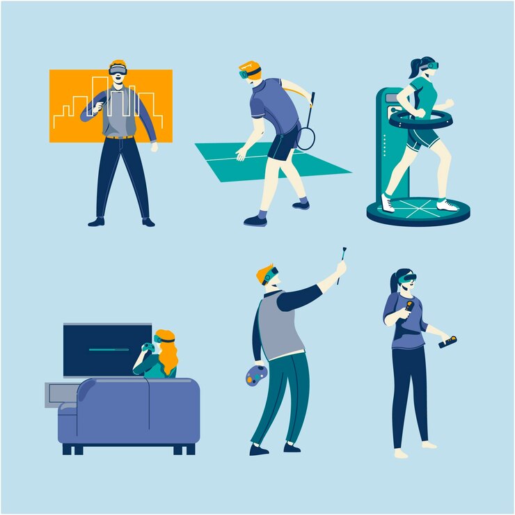Free Vector people using virtual reality  glasses