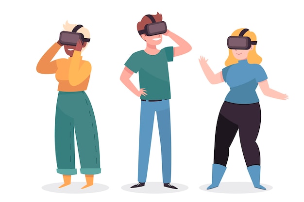 Free vector people using vr glasses