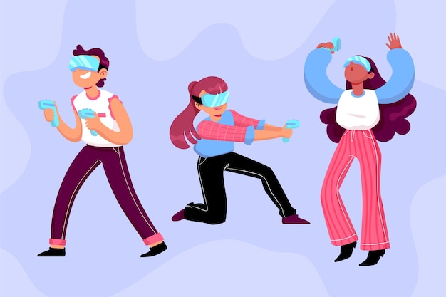 Free vector people using vr glasses