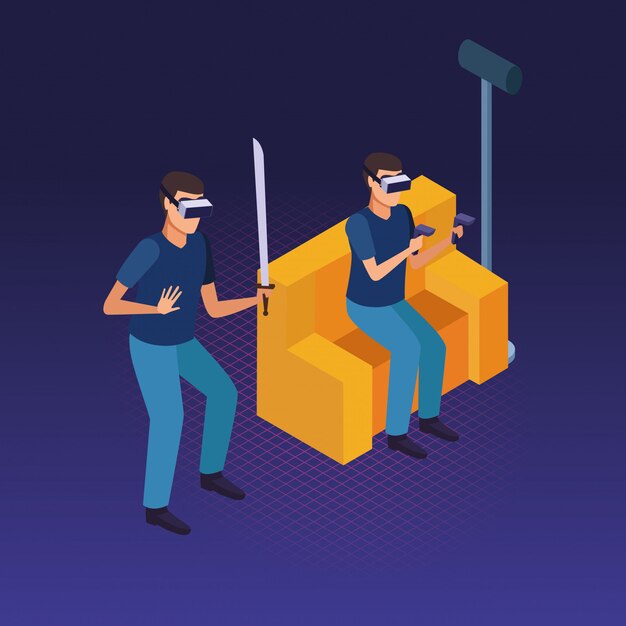 people and virtual reality glasses technology