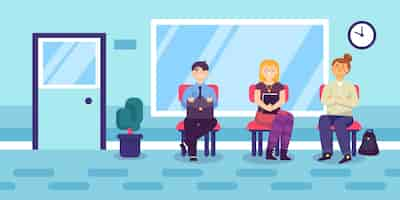 Free vector people waiting job interview illustration