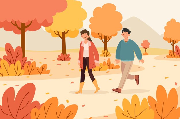 People walking in autumn