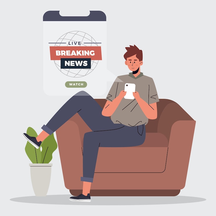 Free Vector people watching breaking news on the phone
