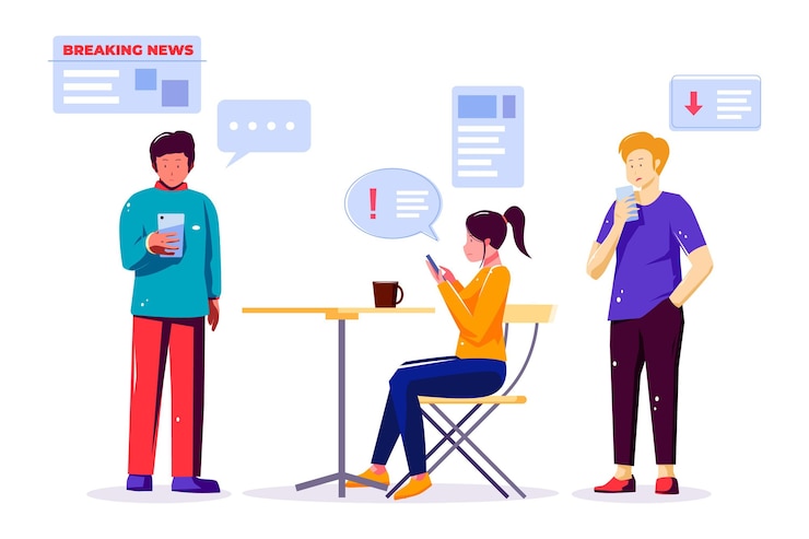 Free Vector people watching breaking news on the phone