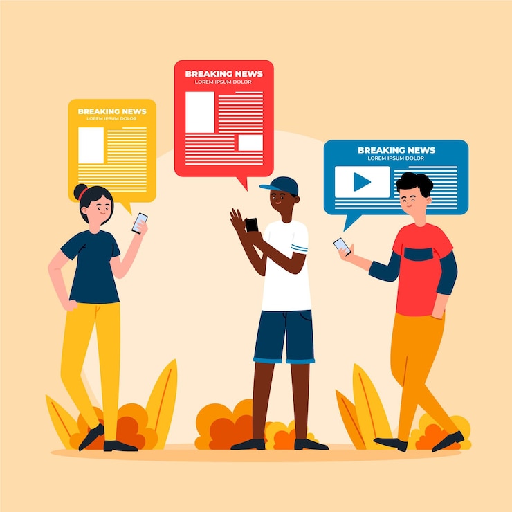 Free Vector people watching news on phone illustration