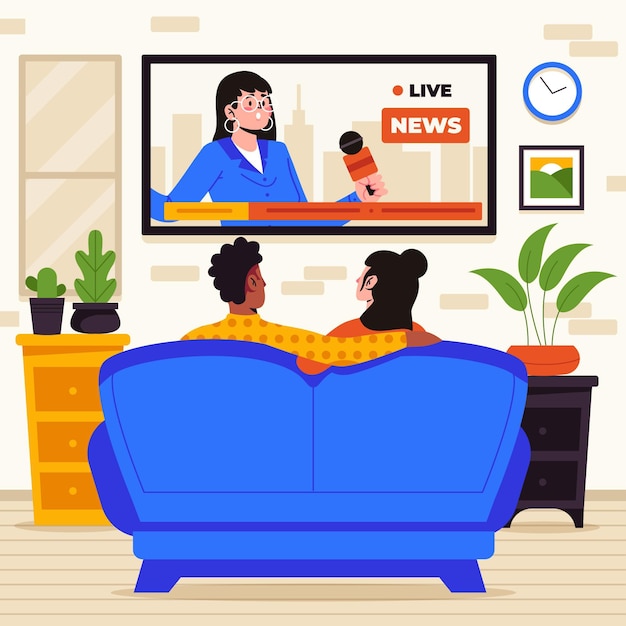 Free vector people watching together the news illustrated