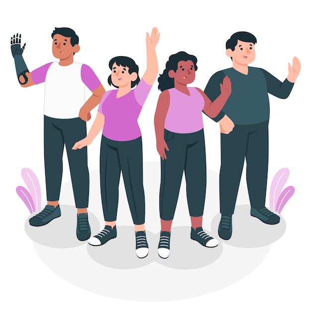 Free vector people waving concept illustration