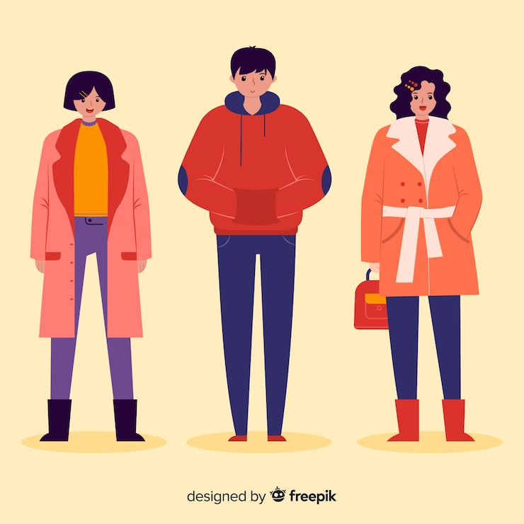 무료 Vector 가을 옷을 입고 사람들