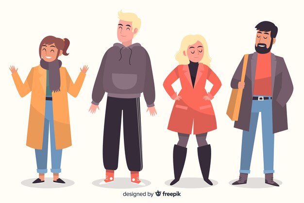 People wearing autumn clothes