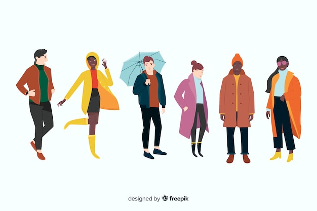 People wearing autumn clothes