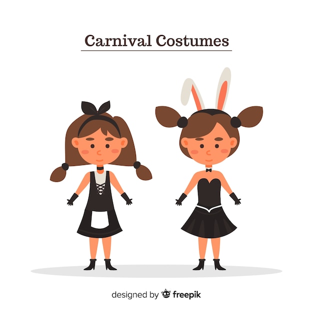 People wearing carnival costumes