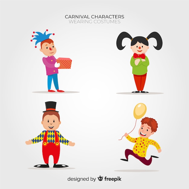 Free vector people wearing carnival costumes