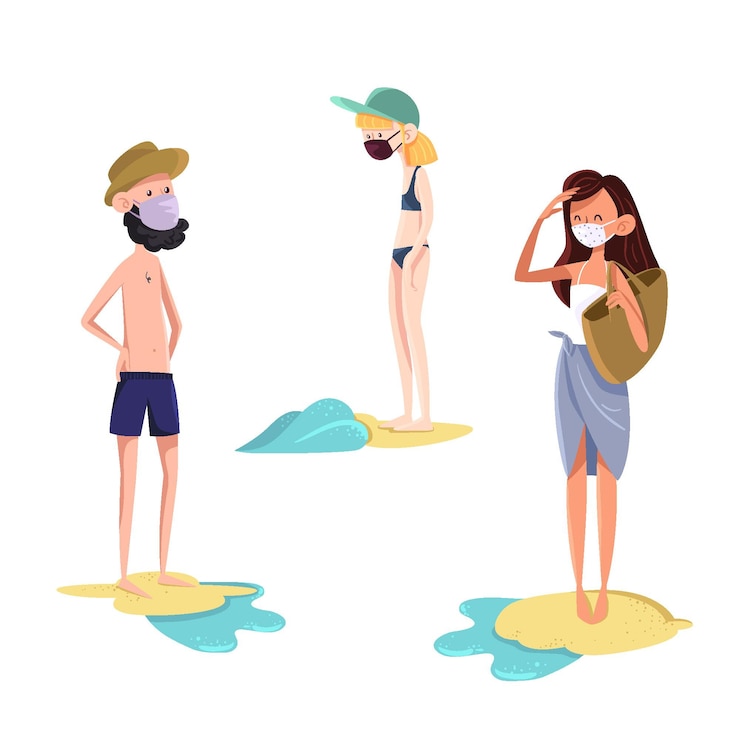 Free Vector people wearing different face mask types