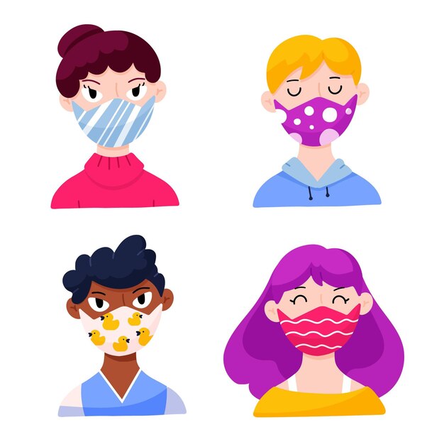 People wearing fabric face masks
