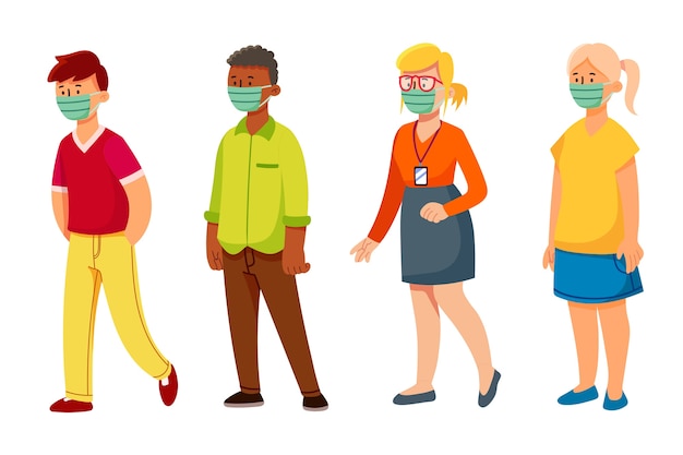 Free vector people wearing mask