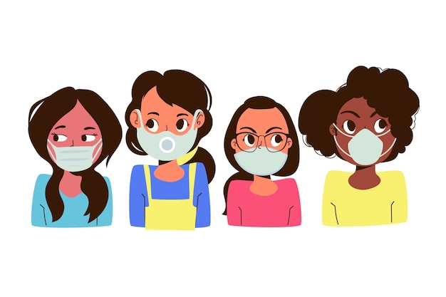 Free vector people  wearing masks