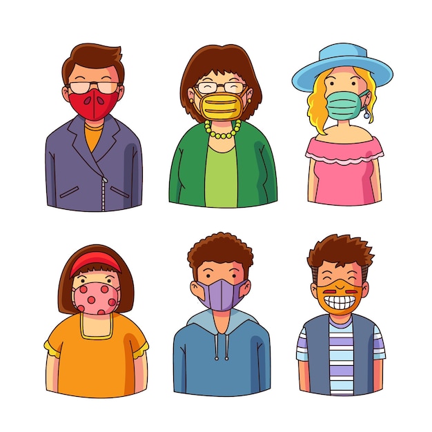 Free vector people wearing masks