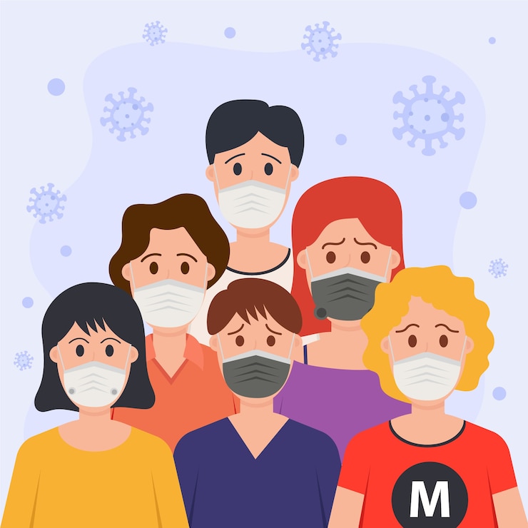 무료 Vector 의료 마스크를 착용하는 사람들